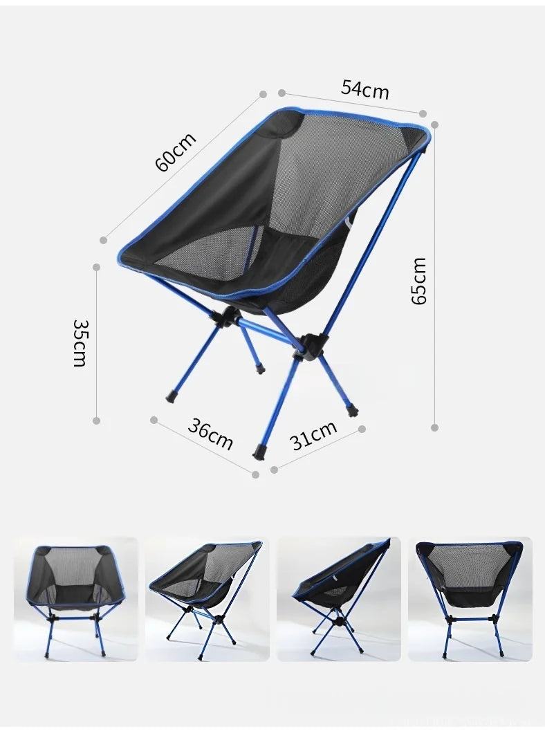 Ultra-Light Foldable Aluminum Alloy Moon Chair – Reclining Outdoor Fishing & Camping Chair